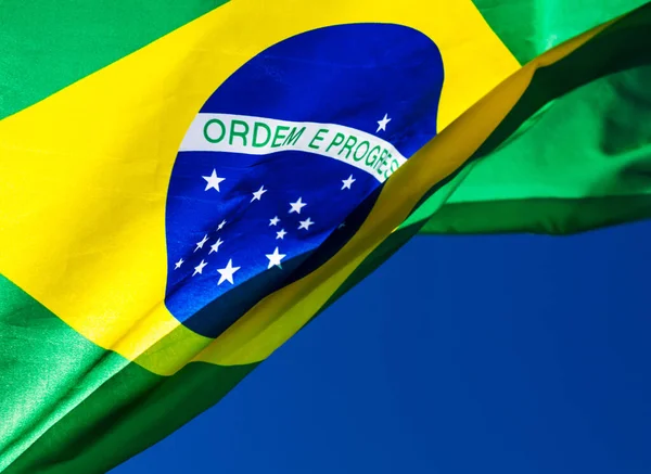Primo Piano Della Bandiera Del Brasile — Foto Stock