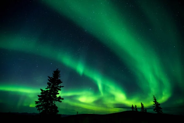 Μια Όμορφη Φωτογραφία Από Βόρειο Σέλας Dawson City Yukon Καναδάς — Φωτογραφία Αρχείου