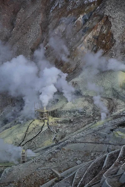 Μια Κάθετη Λήψη Του Valley Geysers Στην Kamchatka Ρωσία — Φωτογραφία Αρχείου