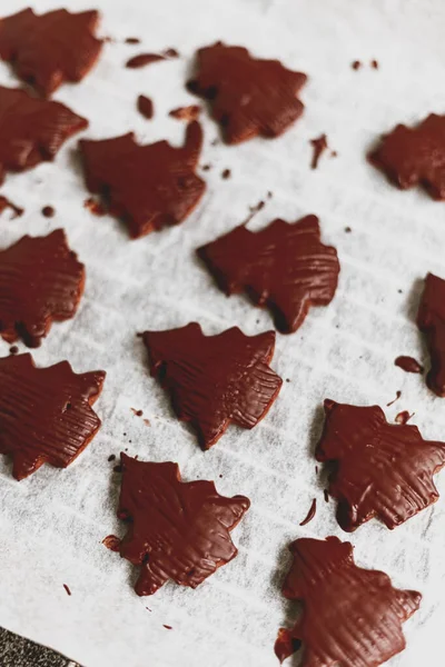 Вертикальний Знімок Шоколадного Печива Формі Ялини — стокове фото