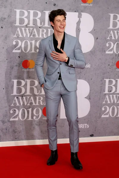 London United Kingdom Feb 2019 Shawn Mendes Attends Brit Awards — Stock Photo, Image
