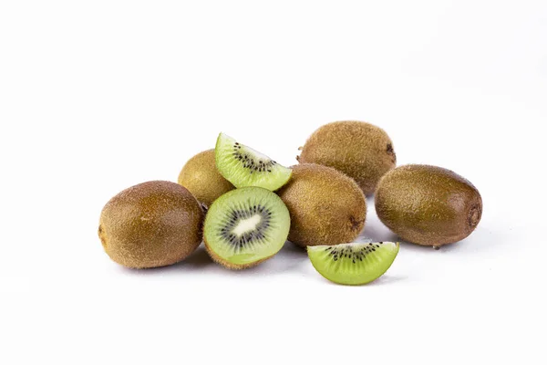 Closeup Ripe Green Kiwis Isolated White Background — Stock Photo, Image