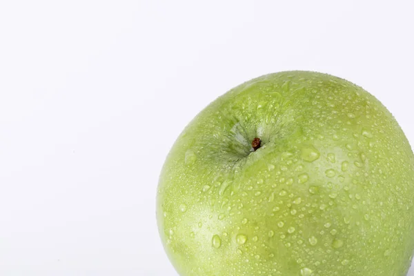 Eine Nahaufnahme Von Grünen Äpfeln Von Oben Isoliert Auf Weißem — Stockfoto