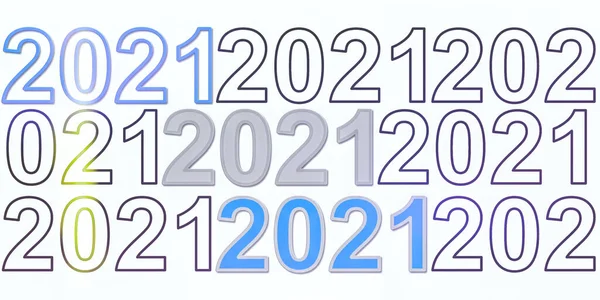 Illustrazione Del Numero 2021 Scritta Ripetutamente Sfondo Bianco Banner Sfondo — Foto Stock