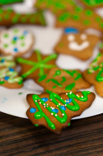 Ertisk Bild Söta Dekorerade Julpepparkakor Kakor — Stockfoto