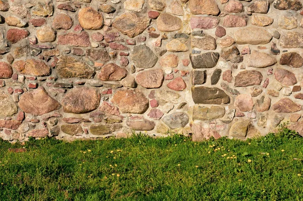 Primer Plano Viejo Muro Piedra Pastizales — Foto de Stock