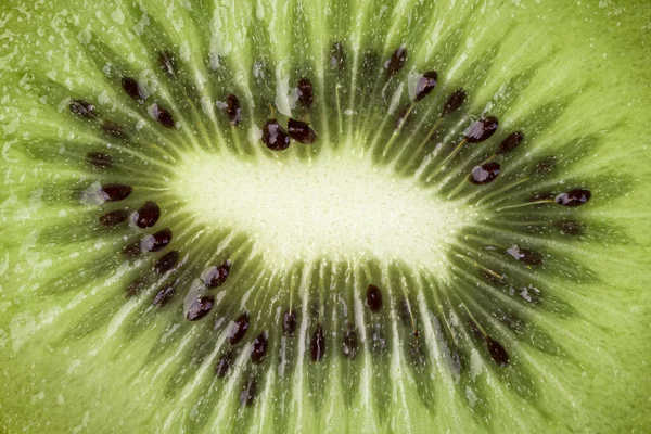 Top Widok Zbliżenie Nasion Dojrzałych Zielonych Owoców Kiwi — Zdjęcie stockowe
