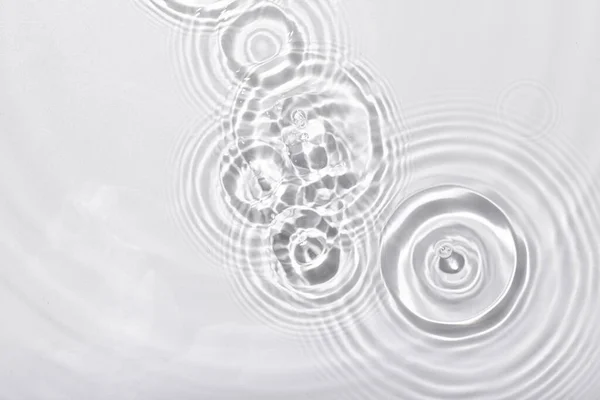 Top View Closeup Waterdrops Falling Surface Forming Circular Shape — Stock Photo, Image