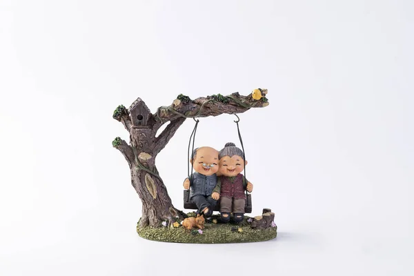 Een Schattige Decoratie Met Figuren Van Een Ouder Schattig Paar — Stockfoto