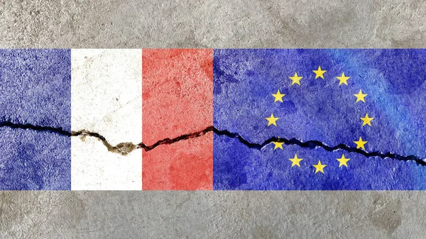 Fren European Union Flag Cracked Background Policy War Concept — Stock fotografie