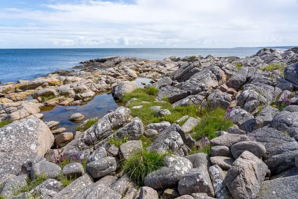 在丹麦伯恩霍姆的Hammerknuden小径上 一张美丽的岩石海岸照片 — 图库照片