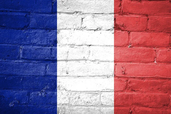 Ein Schuss Frankreich Flagge Auf Grauer Ziegelwand — Stockfoto