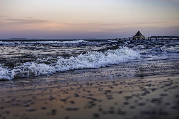 Plaży Nadbałtyckiego Kurortu Heringsdorf Molo — Zdjęcie stockowe