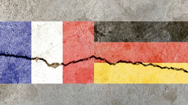 German French Flag Cracked Background Politics War Concept — Stock Photo, Image