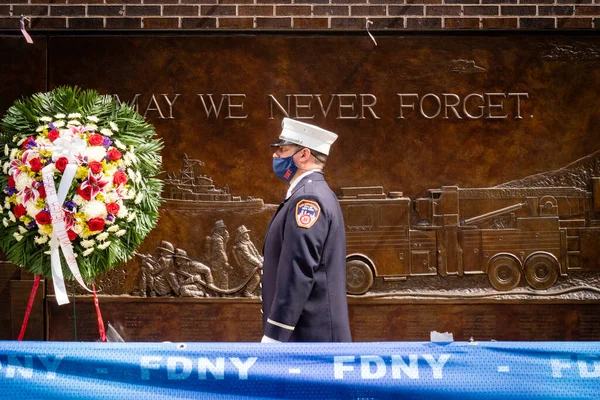 Нью Йорк Объединенные Штататы Сентября 2020 Года Мемориалы Жертвам Терактов — стоковое фото