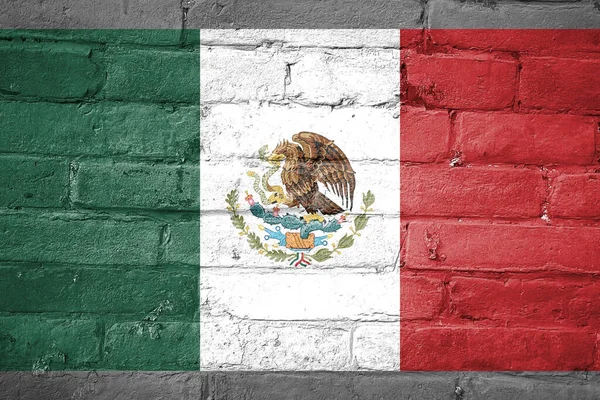 Disparo Bandera México Pintado Una Pared Ladrillo — Foto de Stock