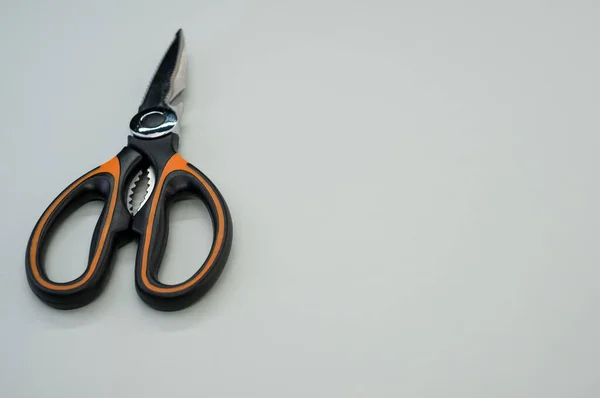 Closeup Shot Scissors Isolated Blue Background Cutting Tool Zigzag Blades — Stock Photo, Image