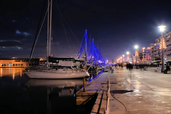 Volos Miasto Grecja Miasto Volos Urządzone Święta Bożego Narodzenia Port — Zdjęcie stockowe