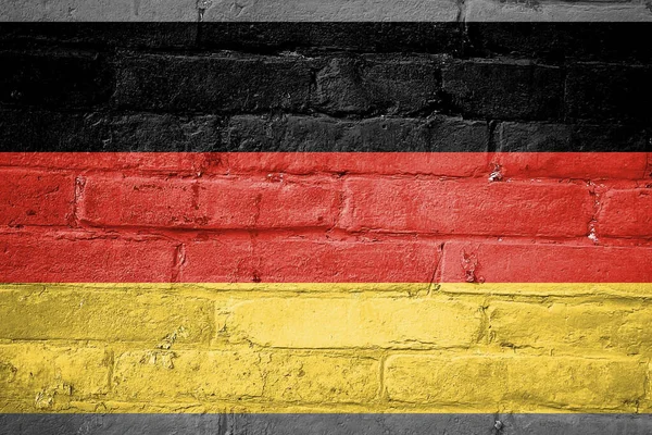 Shot German Flag Gray Brick Wall — Stock Photo, Image