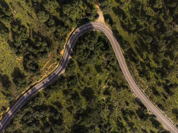 Αεροφωτογραφία Δρόμου Μέσα Στο Δάσος — Φωτογραφία Αρχείου