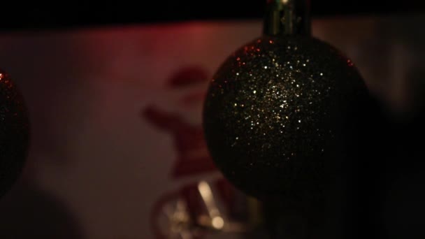 Foyer Sélectif Ornement Arbre Noël Couvert Paillettes Brillantes Sous Les — Video