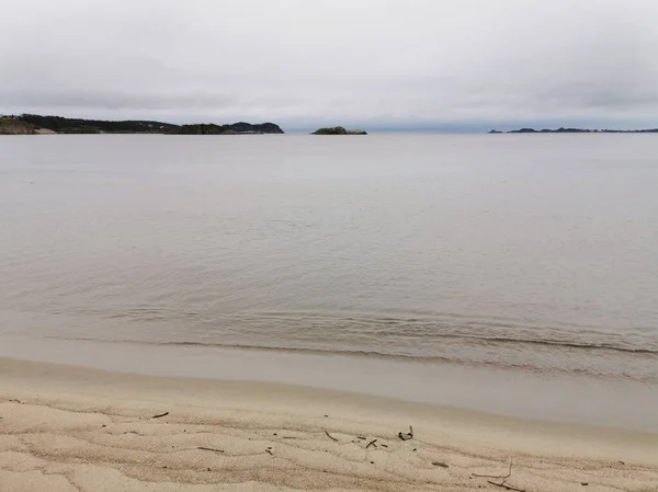 Shot Coast Facing Sea Dark Sky Revestien Larvik Norway — Stock Photo, Image