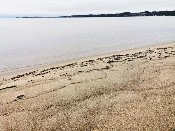 Piękne Ujęcie Piaszczystej Plaży Krajobrazu Morskiego Ciągu Dnia — Zdjęcie stockowe