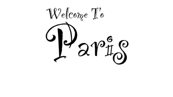 Illustrazione Welcome Paris Scritta Carattere Vintage Con Lettere Nere Sfondo — Foto Stock