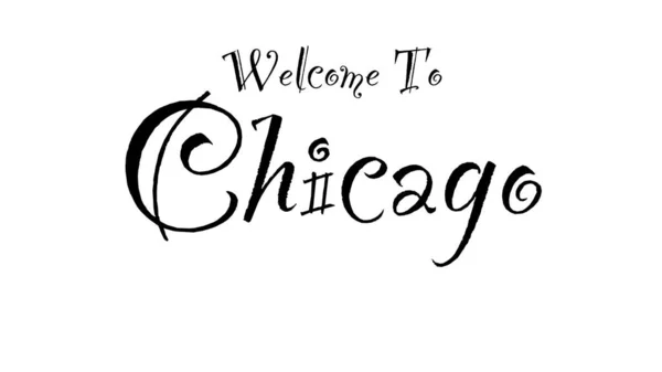 Uma Ilustração Welcome Chicago Escrita Uma Fonte Vintage Com Letras — Fotografia de Stock