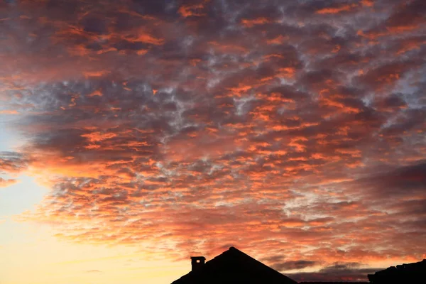 Dec 2011 Breathtaking View Sunset Sky Colorful Clouds Buildings — Foto de Stock