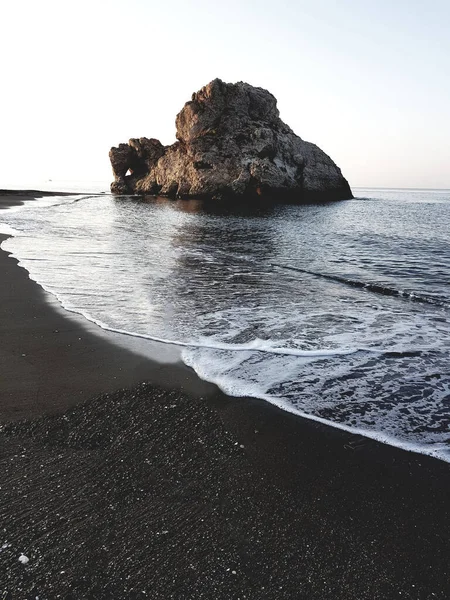 Salida Del Sol Playa Del Penon Del Cuervo Situada Málaga — Foto de Stock