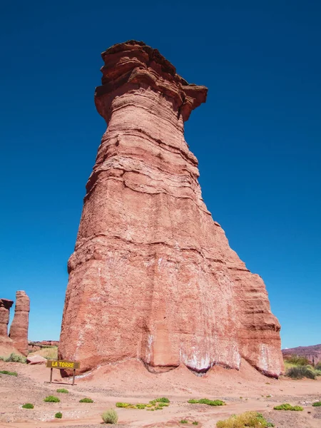 Vertical Shot Majestic Tower Rock Formation Talampaya National Park Rioja — Stockfoto