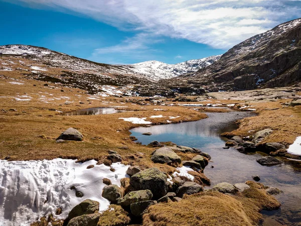 Scenic Shot Snowy Mountains Sierra Gredos Avila Spain — Stok Foto