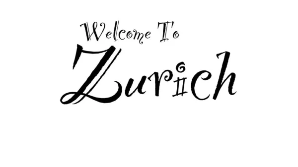 Una Ilustración Welcome Zurich Escrita Una Fuente Vintage Con Letras — Foto de Stock