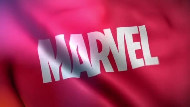 Montevideo Uruguay Dezember 2020 Flagge Weht Wind Von Marvel Disney — Stockvideo