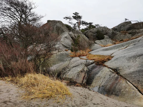 Een Opname Van Grote Rotsen Het Strand Ula Noorwegen — Stockfoto