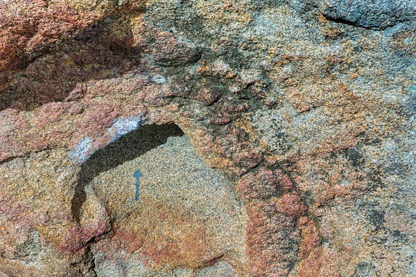 Seta Gravada Uma Rocha Granito Área Natural Dos Barruecos Espanha — Fotografia de Stock