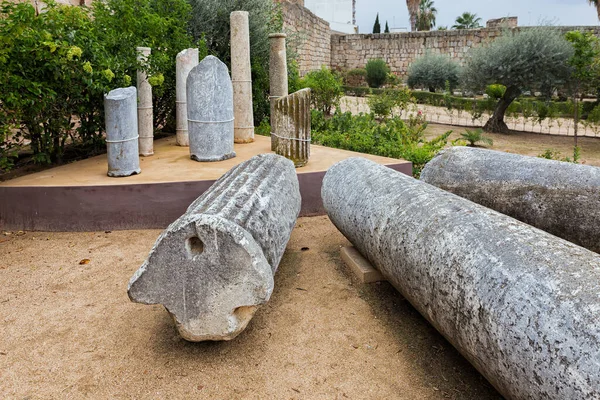 Ancient Roman Columns Archaeological Excavations Emerita Augusta Merida Spain — Stock Photo, Image