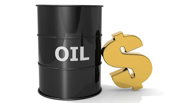 Una Ilustración Barriles Petróleo Crudo Negro Con Signo Dólar Dorado — Foto de Stock