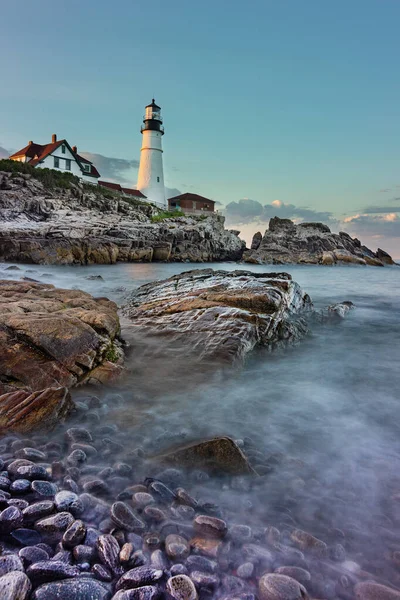 Вертикальний Кадр Portland Head Light Місті Кейп Елізабет Штат Мен — стокове фото