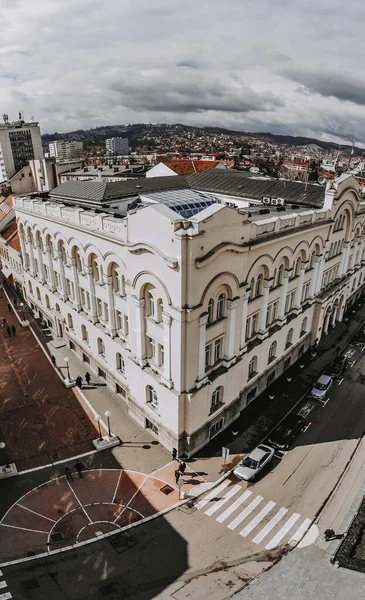 Flygbild Staden Banjakuka Med Ljusa Orange Tak Klar Himmel — Stockfoto