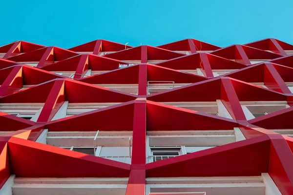 Alacsony Szögű Kép Egy Épület Modern Építészeti Homlokzatáról — Stock Fotó