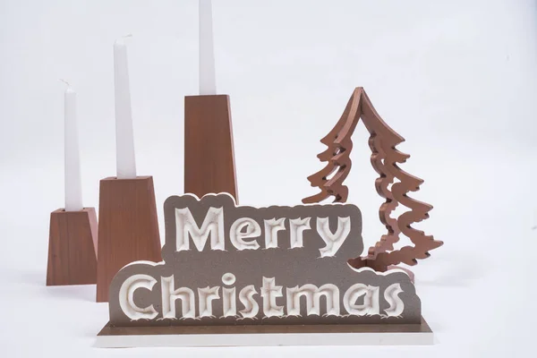 Een Close Shot Van Houten Sparren Een Merry Christmas Decoratie — Stockfoto