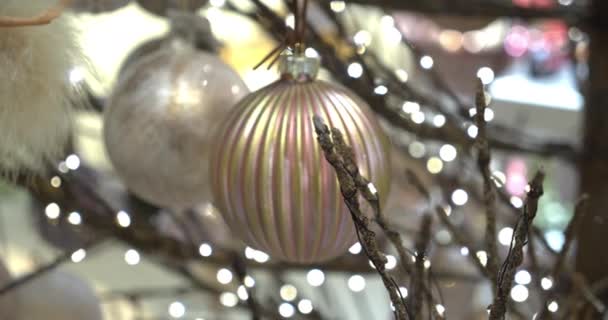 Ünnepi Karácsonyi Dekorációk Nyaralás Koncepció — Stock videók