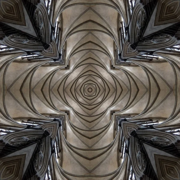 Vertical Kaleidoscope Pattern Gothic Architectural Building — Stock Photo, Image