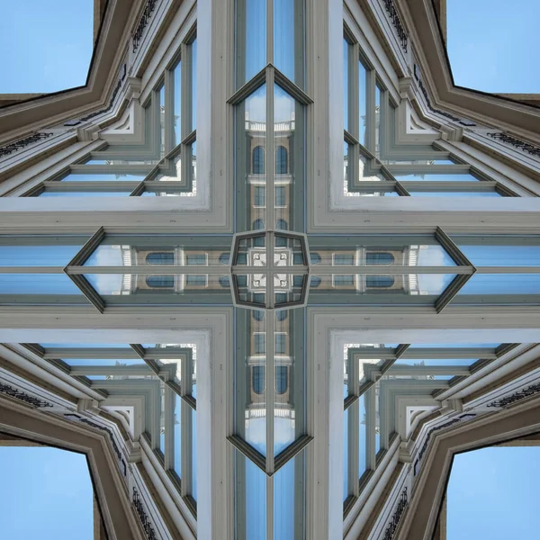 Vertical Kaleidoscope Pattern Aluminum Translucent Structures — Stock Photo, Image