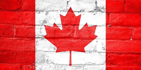 Kanada Nemzeti Zászló Ikon Elszigetelt Időjárású Sziklafal Háttér — Stock Fotó