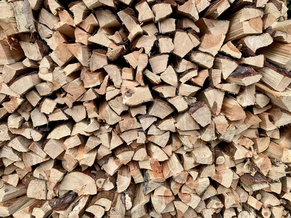 Detailní Záběr Suchého Sekaného Dřeva Podpal — Stock fotografie