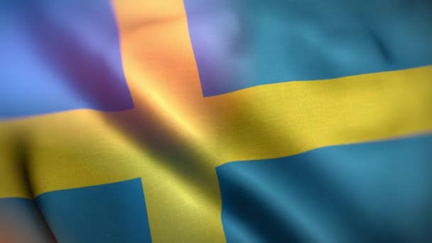 Σημαία Της Σουηδίας Κυματίζει Στον Άνεμο — Αρχείο Βίντεο