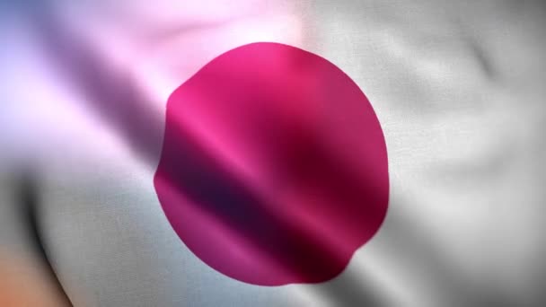 Bandera Ondeante Japón Bajo Luces Colores — Vídeos de Stock